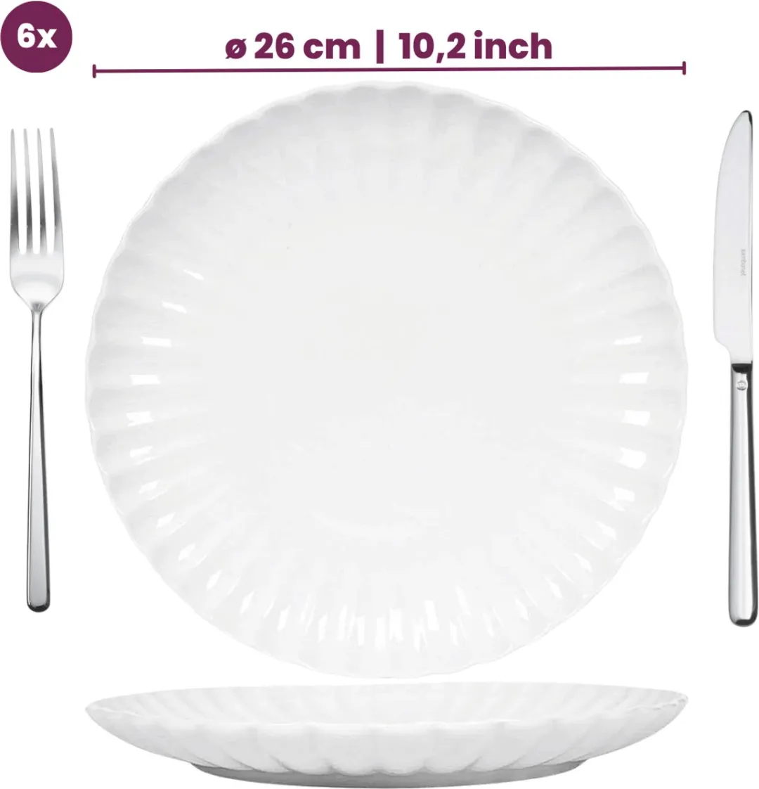 Cookinglife Dinerborden Cardida Off White - 6 Stuks