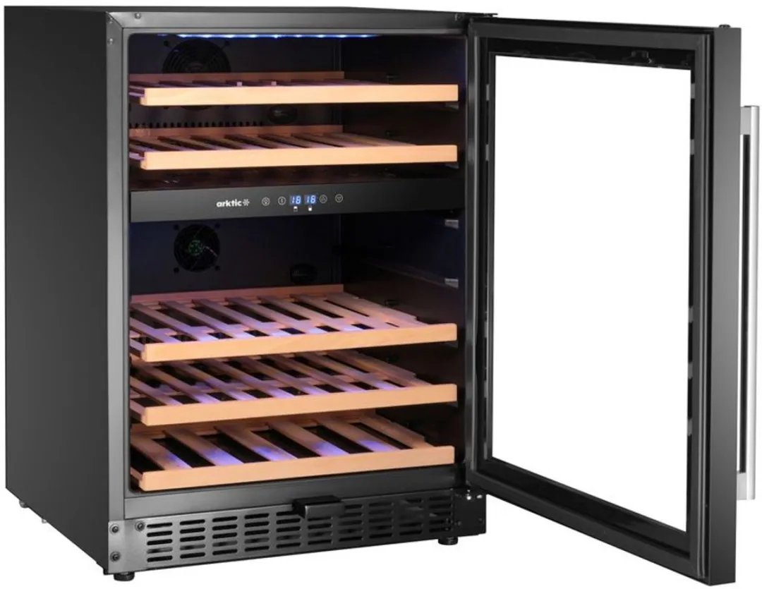 Hendi Wijnklimaatkast 2 Zones 46 Flessen - 137L - 4 Plateaus - Zwart