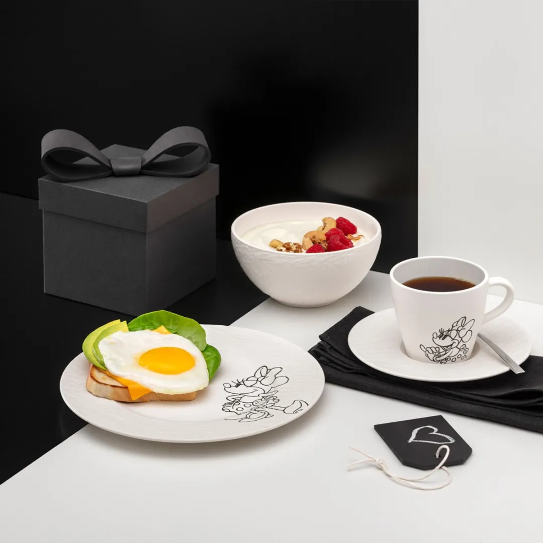 Villeroy & Boch Manufacture Rock blanc Mickey Mouse Frühstücks-Set - 4-delig - wit-gekleurd