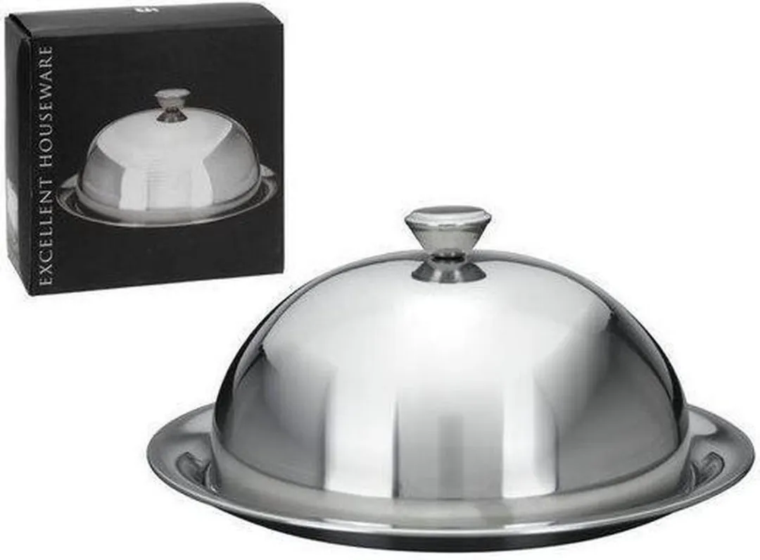 Excellent Houseware Serveerschaal Stolp D31xH15cm - Zilver - afbeelding 6 van 6