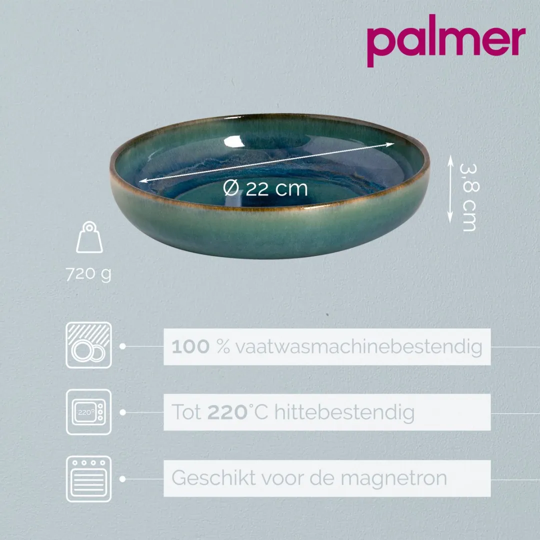 Palmer Bord Diep Miami 22cm Groen Stoneware - 2 Stuks - afbeelding 6 van 6