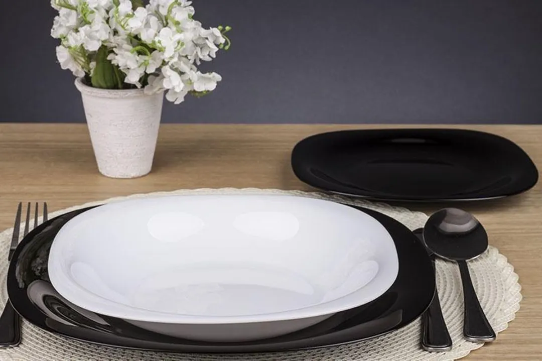 Luminarc Carine Serviesset 18-delig - 6 Personen - Wit/Zwart