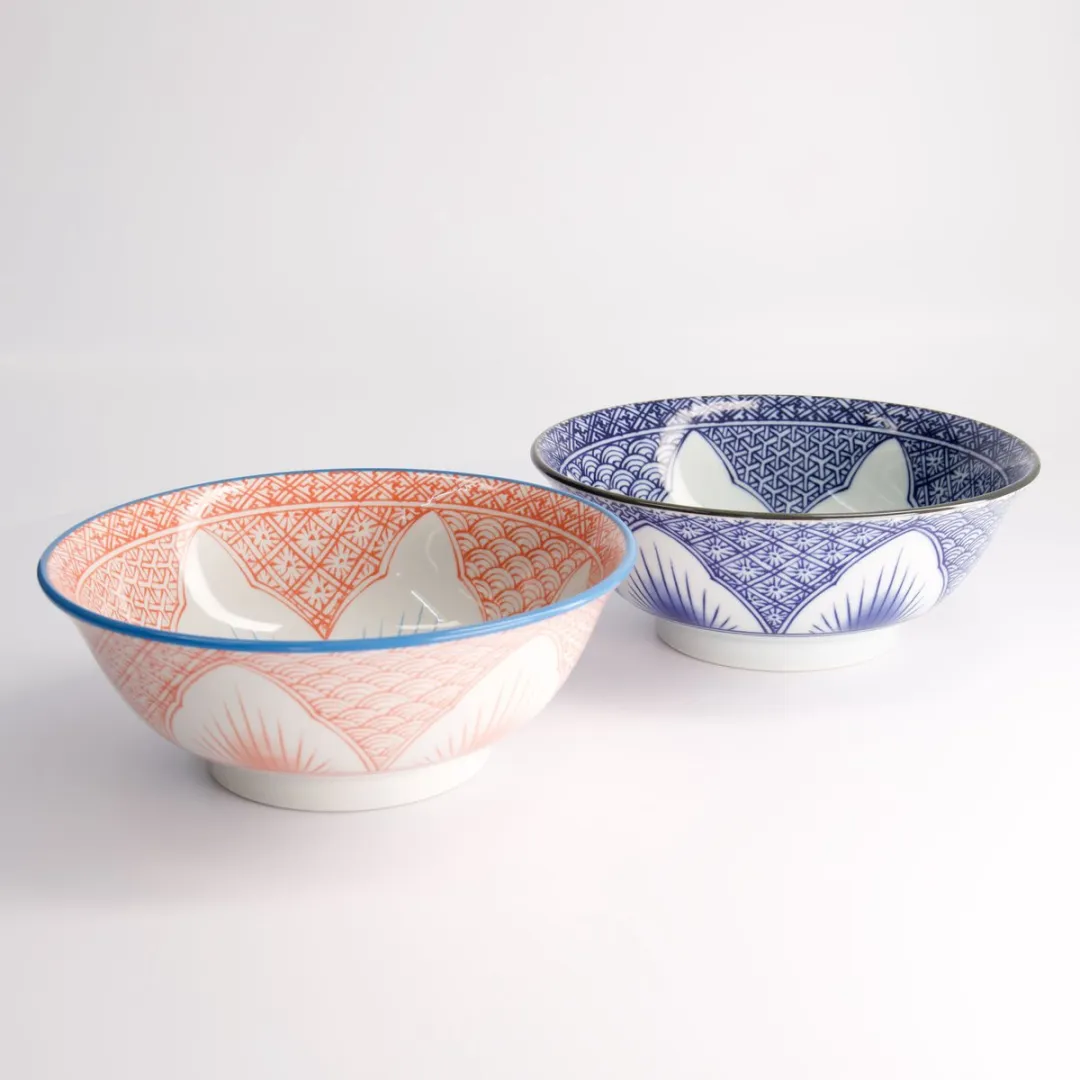 Tokyo Design Studio Lily Flower Ramenbowlset - 2 Stuks - 1200ml - Rood/Blauw