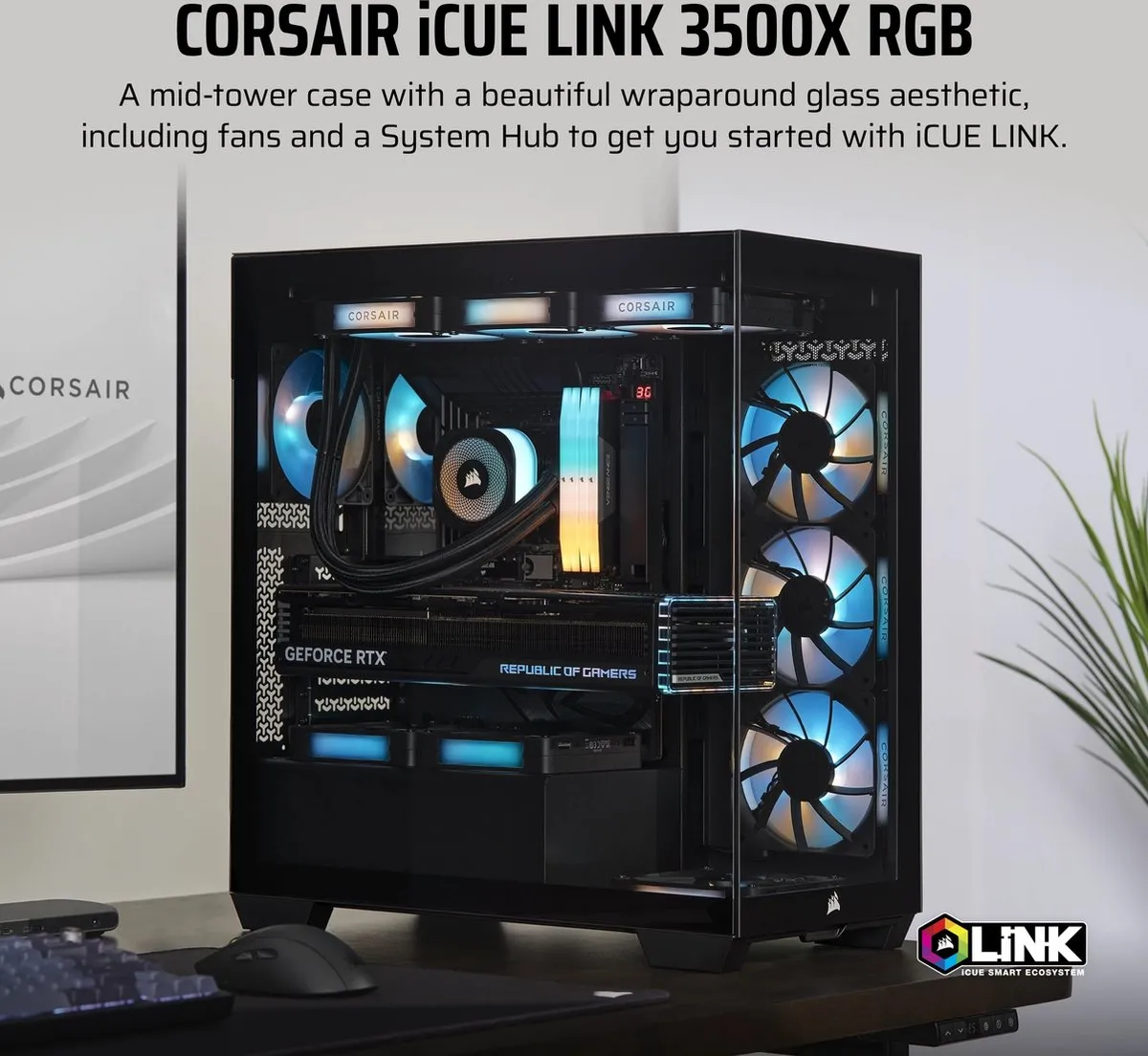 Corsair iCUE Link 3500X Midi-Tower - Zwart