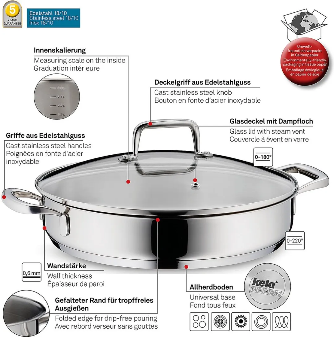 Kela Hapjespan RVS 28cm - 2.9L