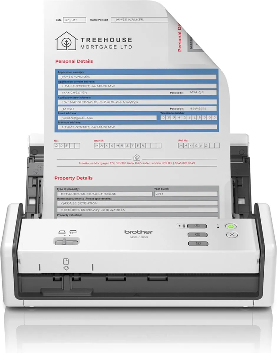 Brother ADS-1300 ADF-scanner - A4 - 1200x1200 DPI - Wit/Zwart