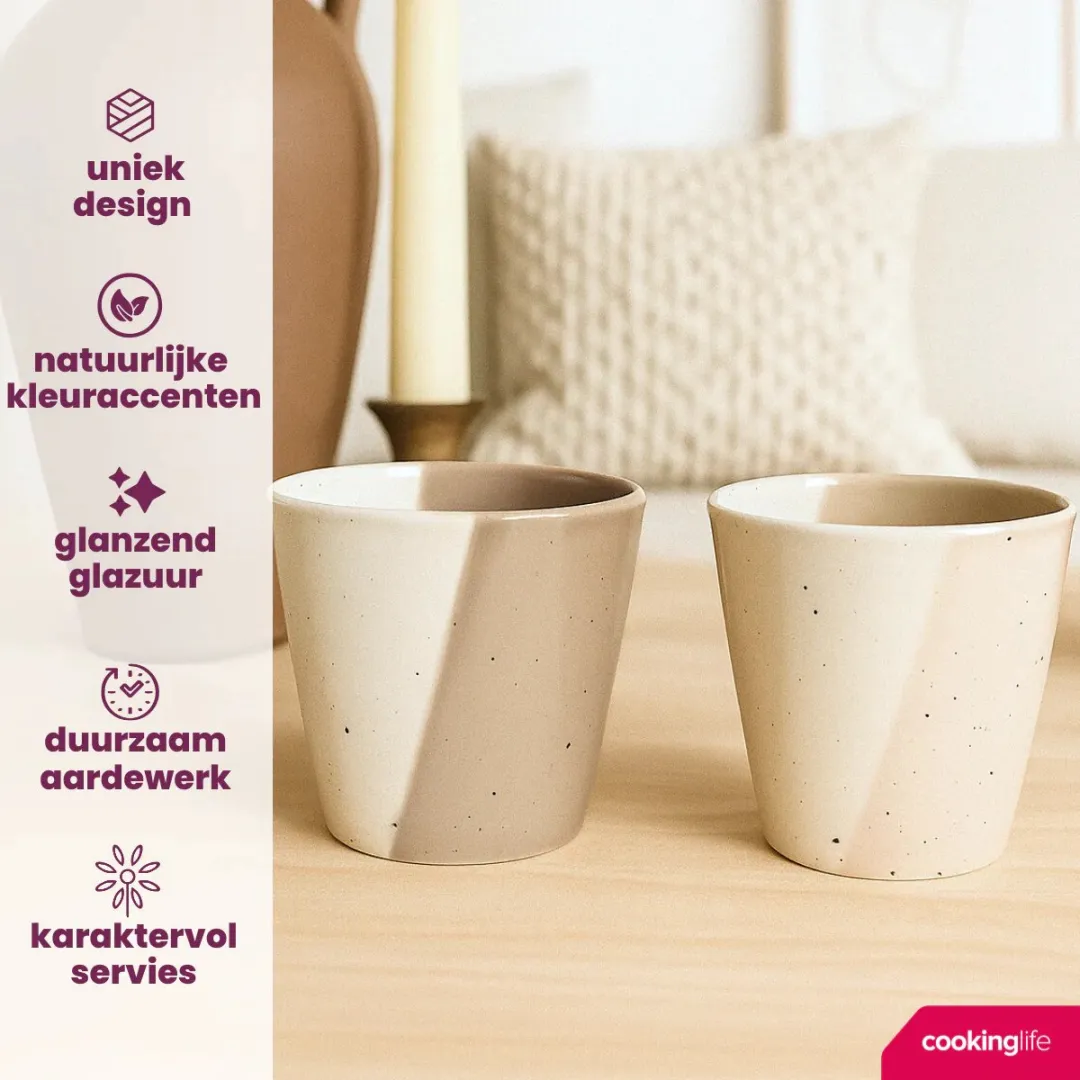 Cookinglife Koffiekopjes Leem 200ml - 6 Stuks
