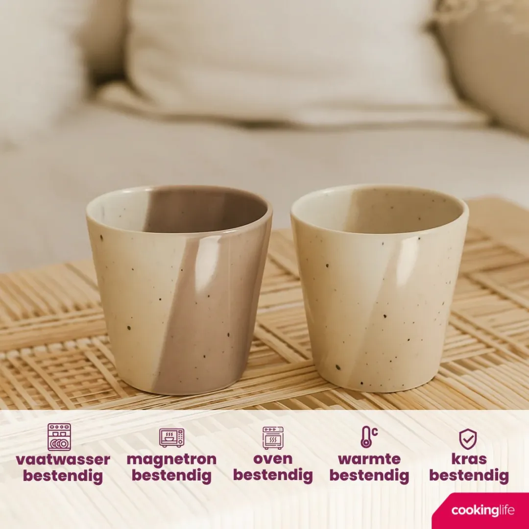 Cookinglife Koffiekopjes Leem 200ml - 6 Stuks