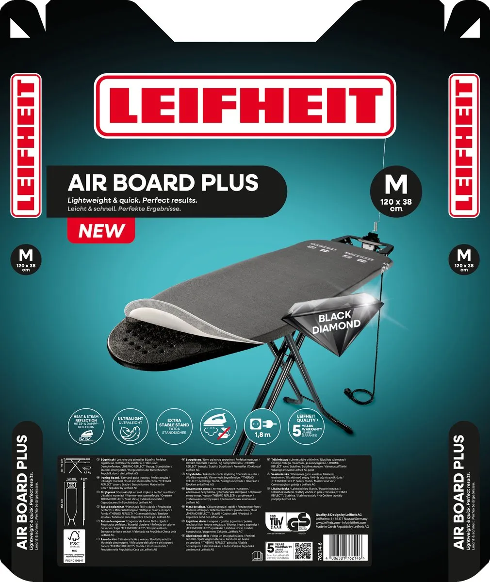 Leifheit Air Board M Strijkplank 120x38cm - Zwart - afbeelding 6 van 6