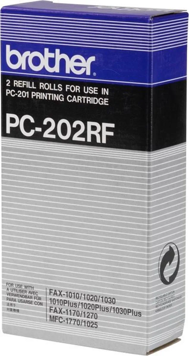 Brother PC-202RF Toner - 2 Donorrollen Zwart