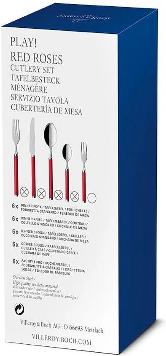 Villeroy & Boch Play! Bestekset Red Roses - 24-delig
