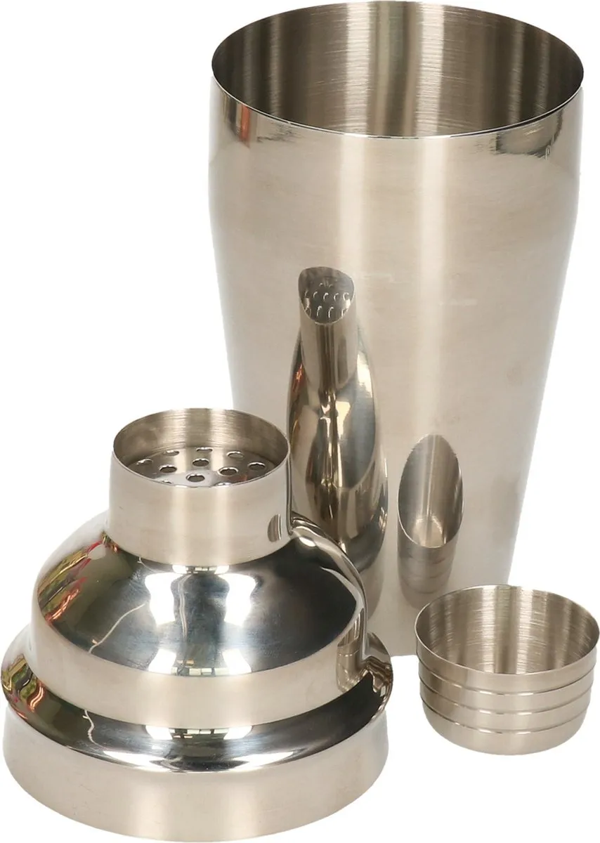 Alpina Cocktailshaker 550ml - RVS - 3-delig - Zilver