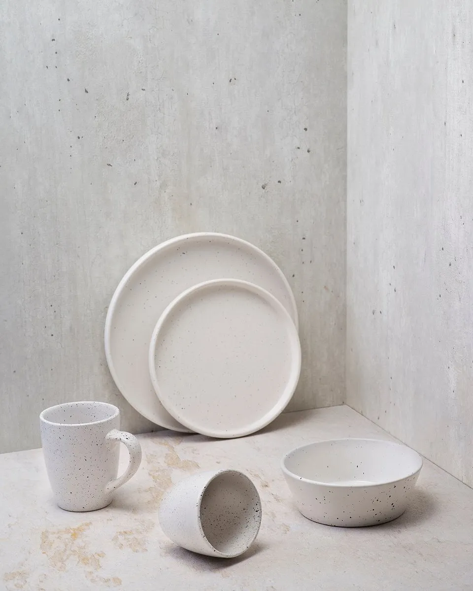 Cosy&Trendy PUNTO Dessertbord - 20,3cm - Wit met stippels - 6 Stuks