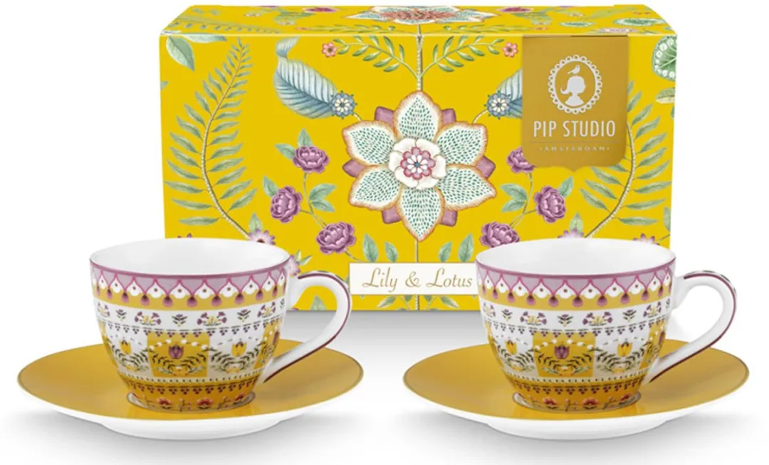 Pip Studio Lily&Lotus Espressokopjes met schoteltjes