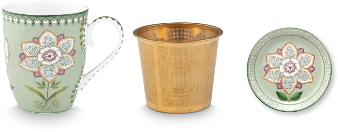 Pip Studio Lily & Lotus Tea for One Set Groen - Porselein 3-delig