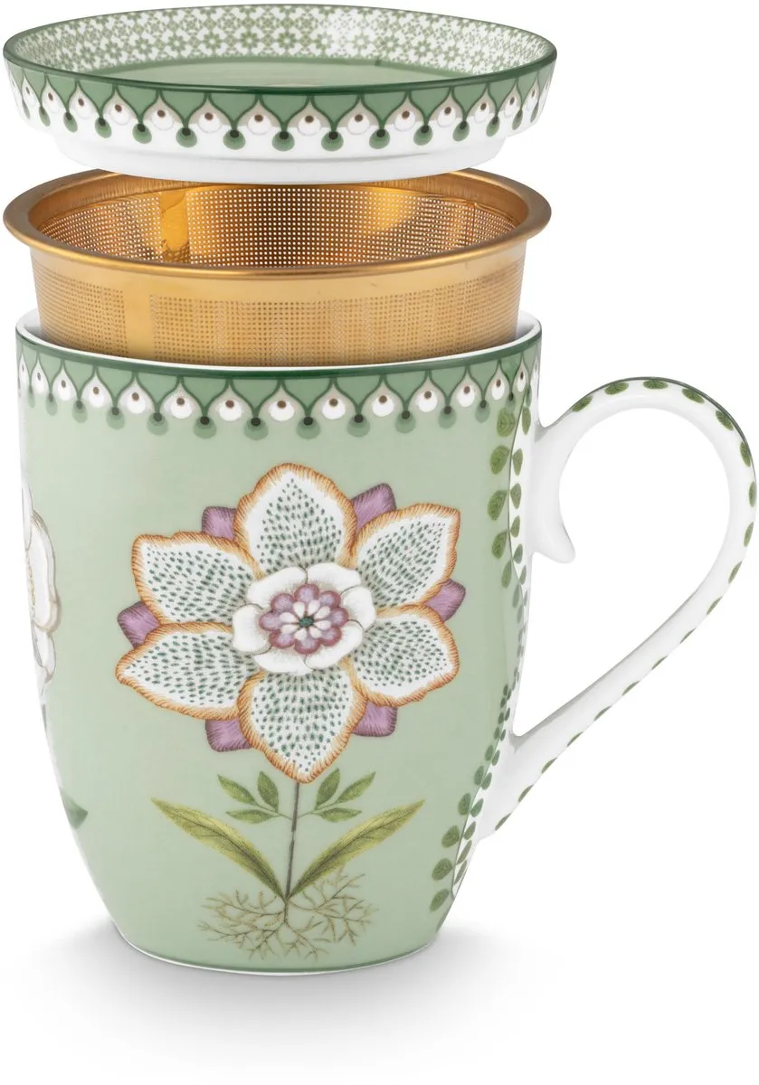 Pip Studio Lily & Lotus Tea for One Set Groen - Porselein 3-delig