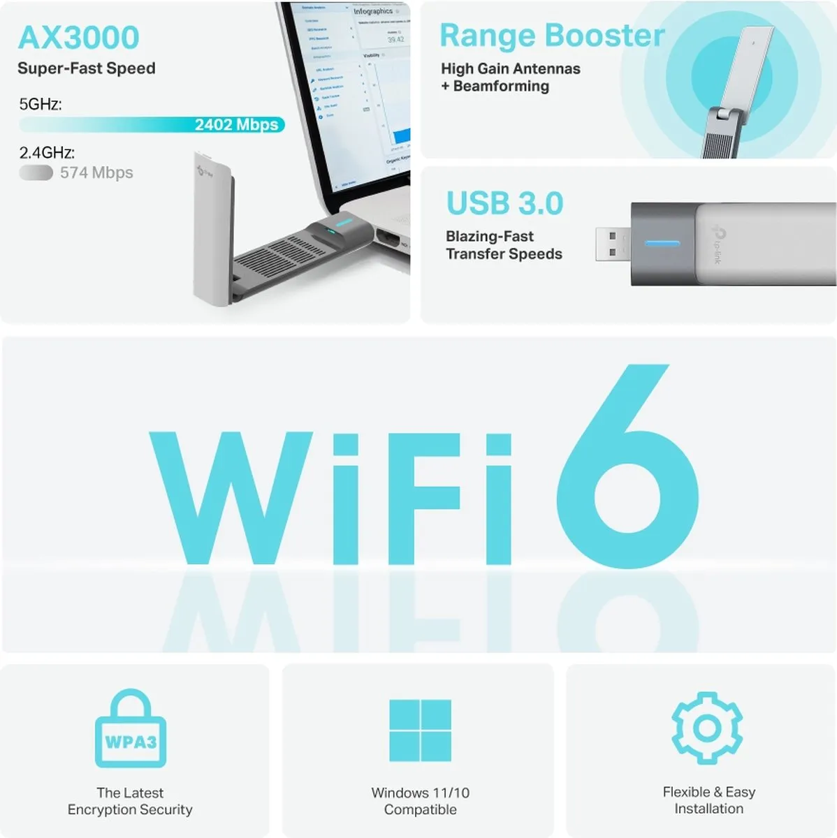 TP-Link Archer TX50UH Netwerkadapter - Zwart - afbeelding 6 van 6