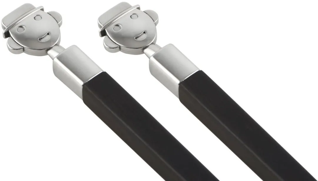 Alessi Alessandro Stick AM44SET2 Eetstokjes - Ebbenhouten + RVS Houder - Zwart - afbeelding 2 van 6