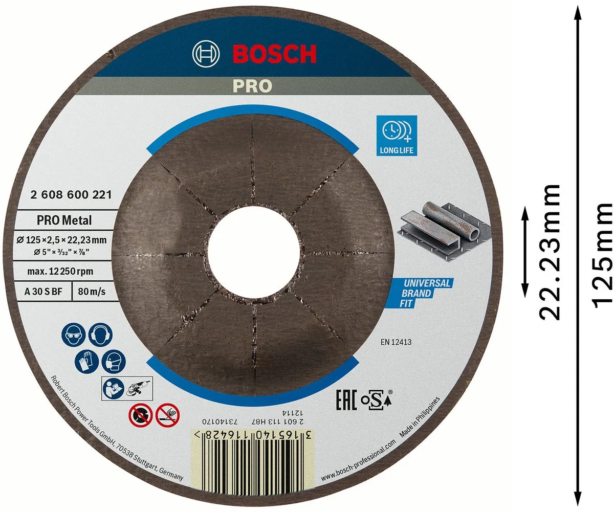 Bosch Expert for Metal A 30 S BF Doorslijpschijf 125mm - Metaal