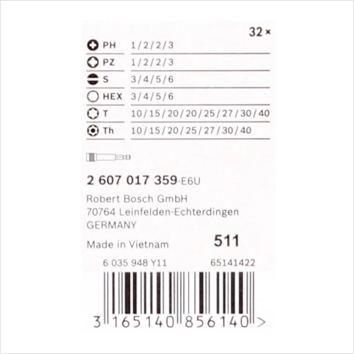 Bosch Bitset - Kleurloos