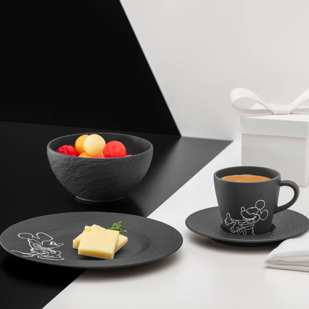 Villeroy & Boch Manufacture Rock Frühstücks-Set - Mickey Mouse - 4-delig - Zwart