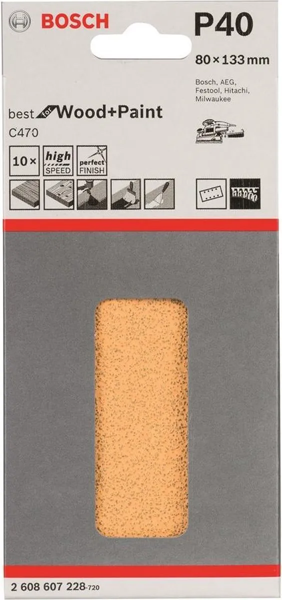 Bosch Schuurbladset 10-delig 80x133mm