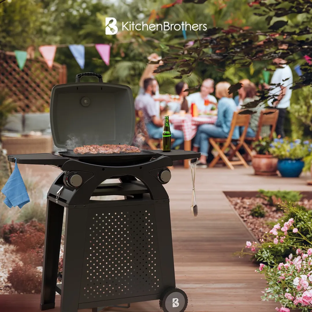 KitchenBrothers KB4015 Gas BBQ 2 Branders - 37x48cm - Zwart