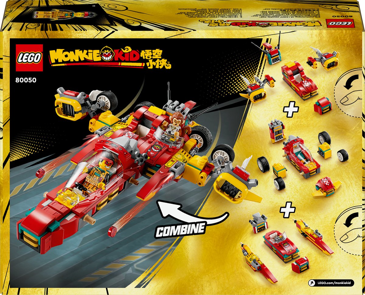 LEGO Monkie Kid Creative Vehicles 80050, Bouwpakket, 6 jaar, Kunststof, 390 stuk(s), 496 g