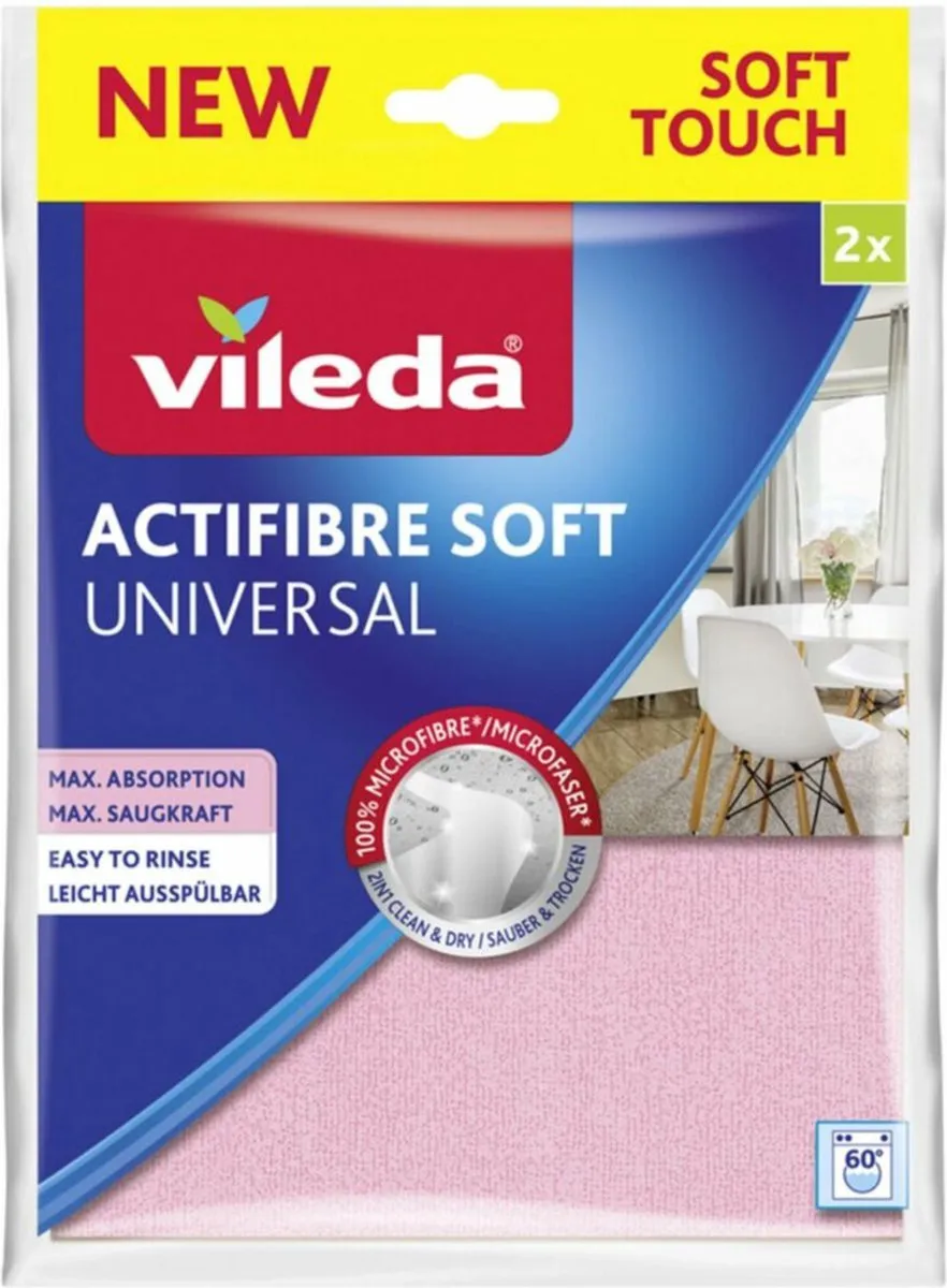 Vileda Actifibre Soft Doekjes - 30 Stuks (15x2) - Multicolor