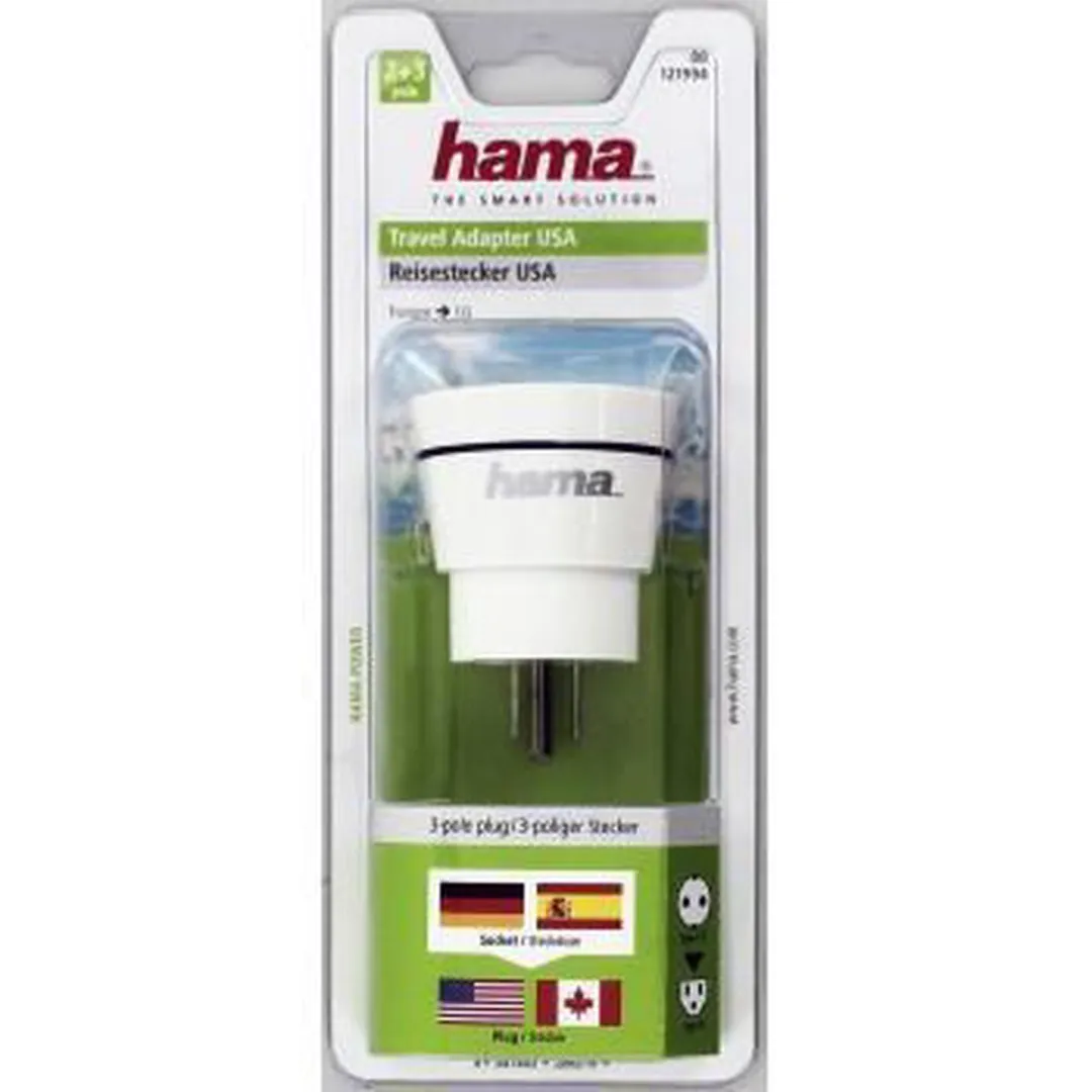 Hama Reisstekkeradapter Europa-USA Blauw 00121994 - afbeelding 6 van 6