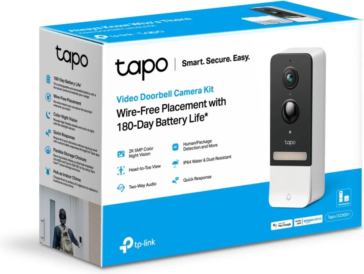 TP-Link Tapo D230S1 Slimme Video Deurbel 2K - Wit/Zwart