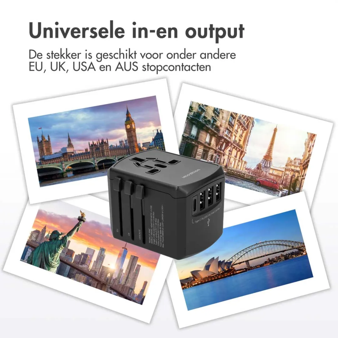Imoshion Universele Reisstekker SH00058912 - 5x USB - Zwart - afbeelding 6 van 6