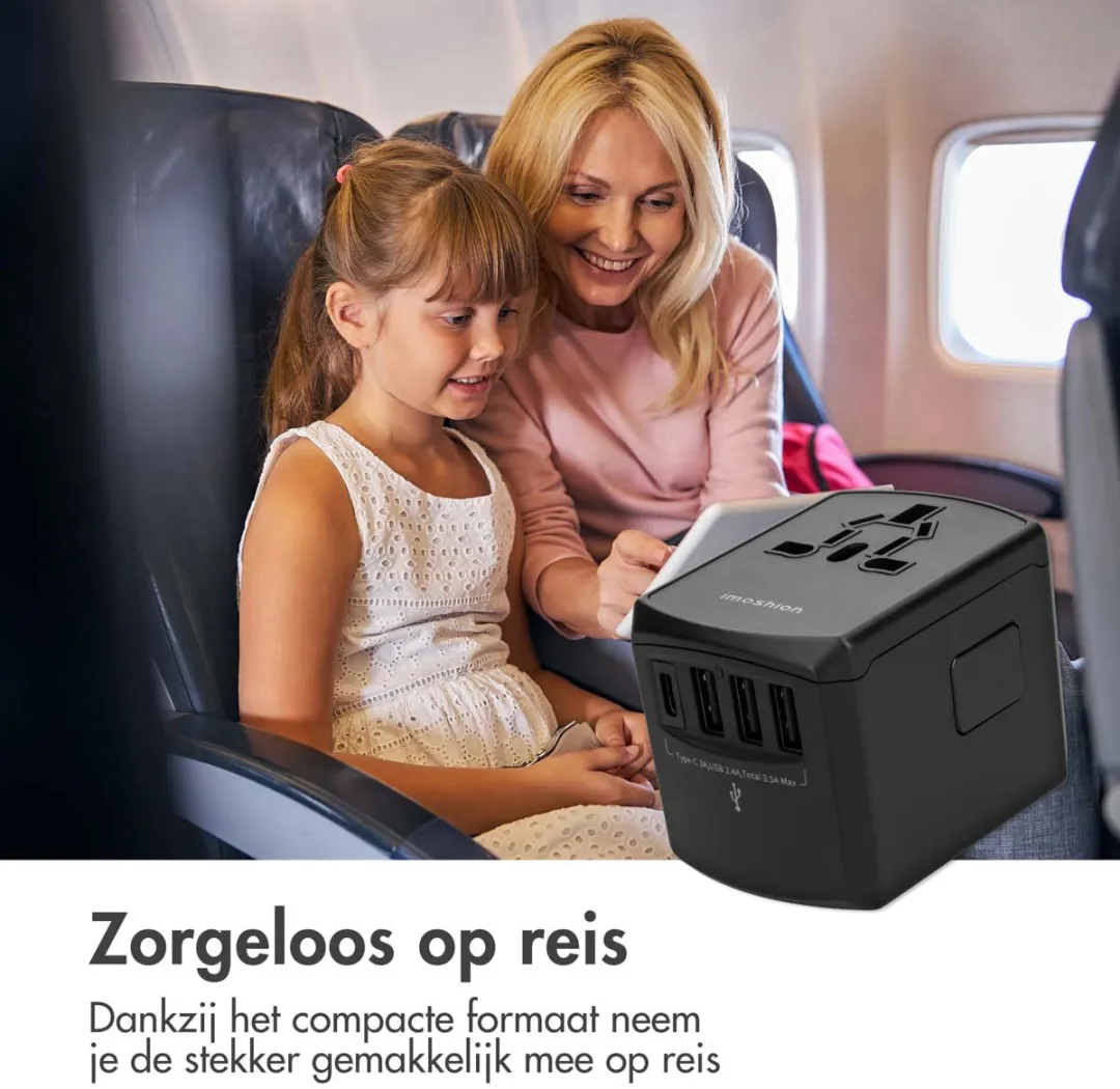Imoshion Universele Reisstekker SH00058912 - 5x USB - Zwart