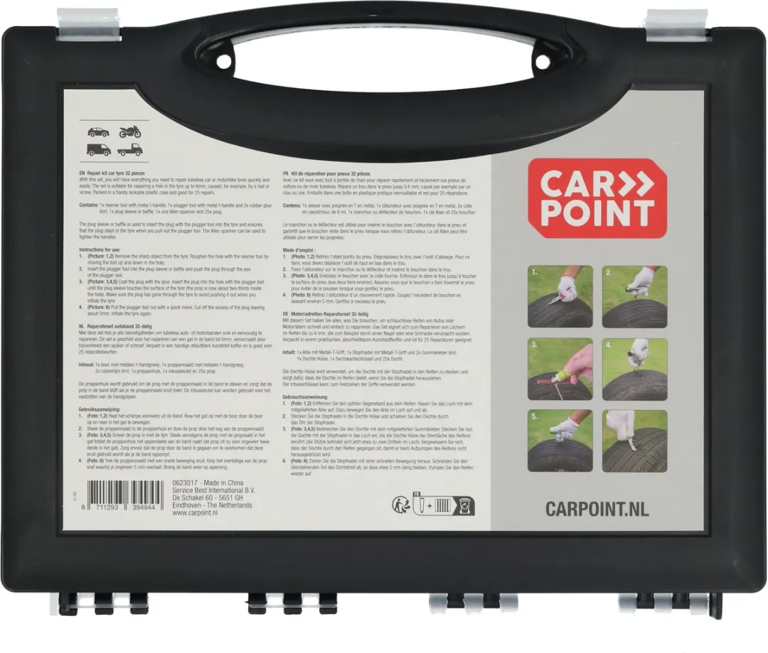 Carpoint Bandreparatieset 32-delig - Universeel - Zwart/Rood