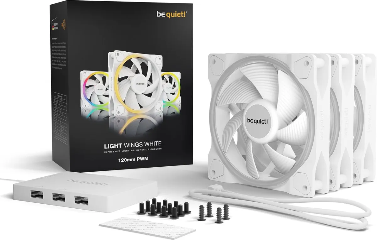 be quiet! LIGHT WINGS BL100 PWM Ventilatoren - 3x 12cm Wit