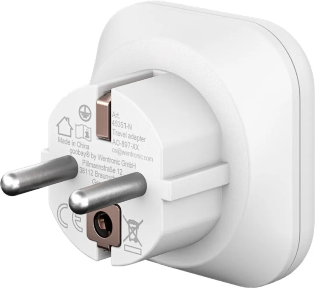 Goobay 45351 Reisadapter VS/Japan naar Europa - Geaard - Wit