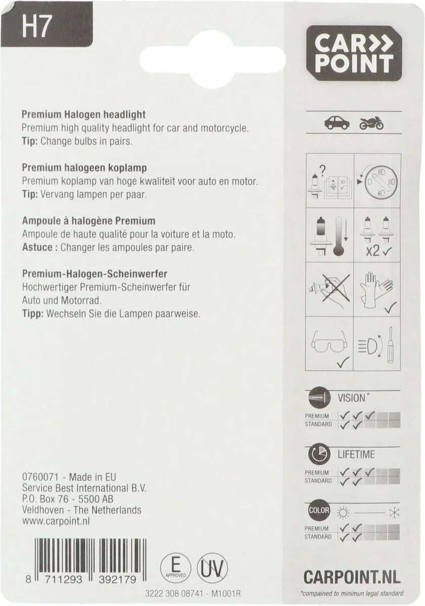 Carpoint Premium Autolamp H7 55W - Helder Wit