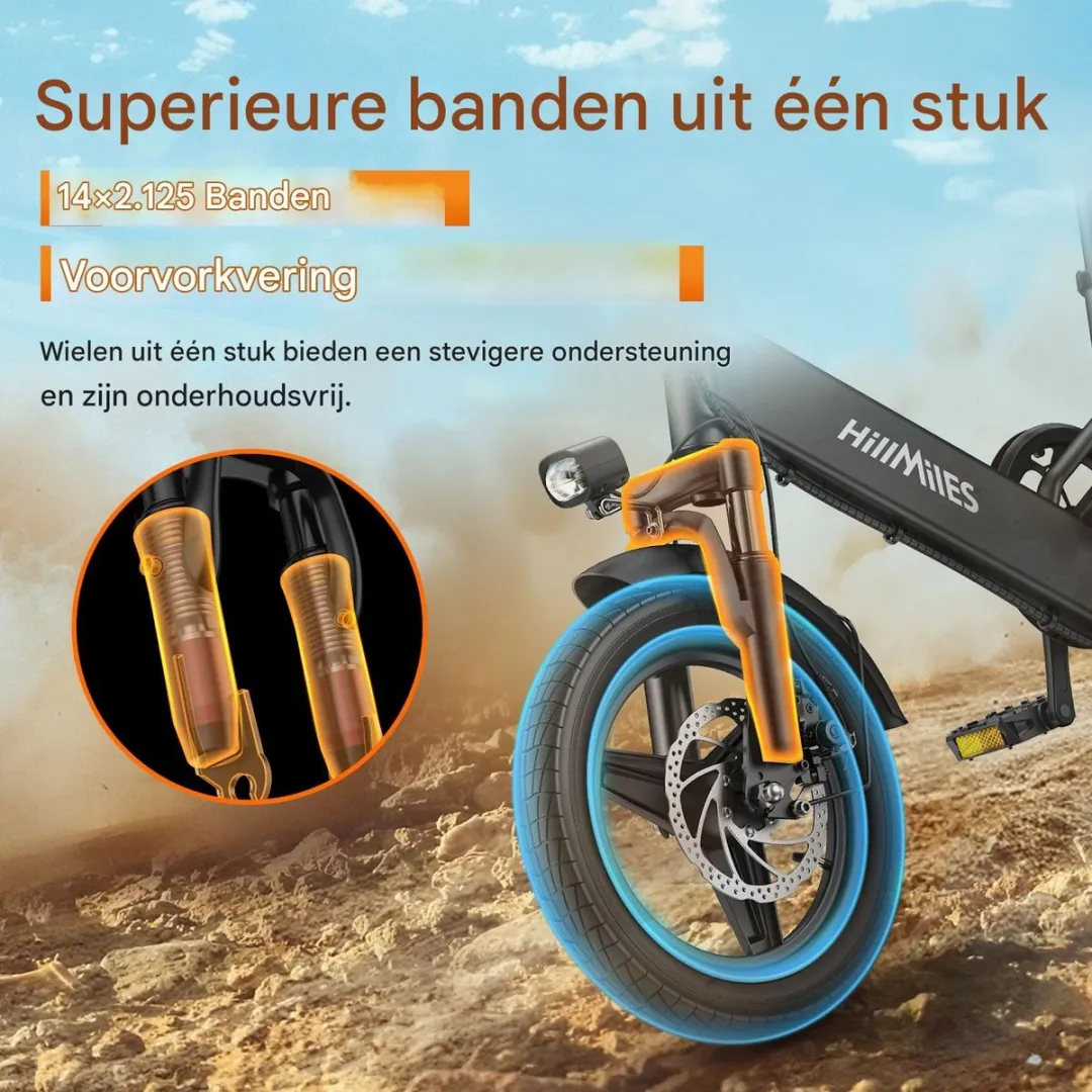 HillMiles Mile1 E-bike 250W 36V/10.4Ah - 60km Actieradius - Zwart