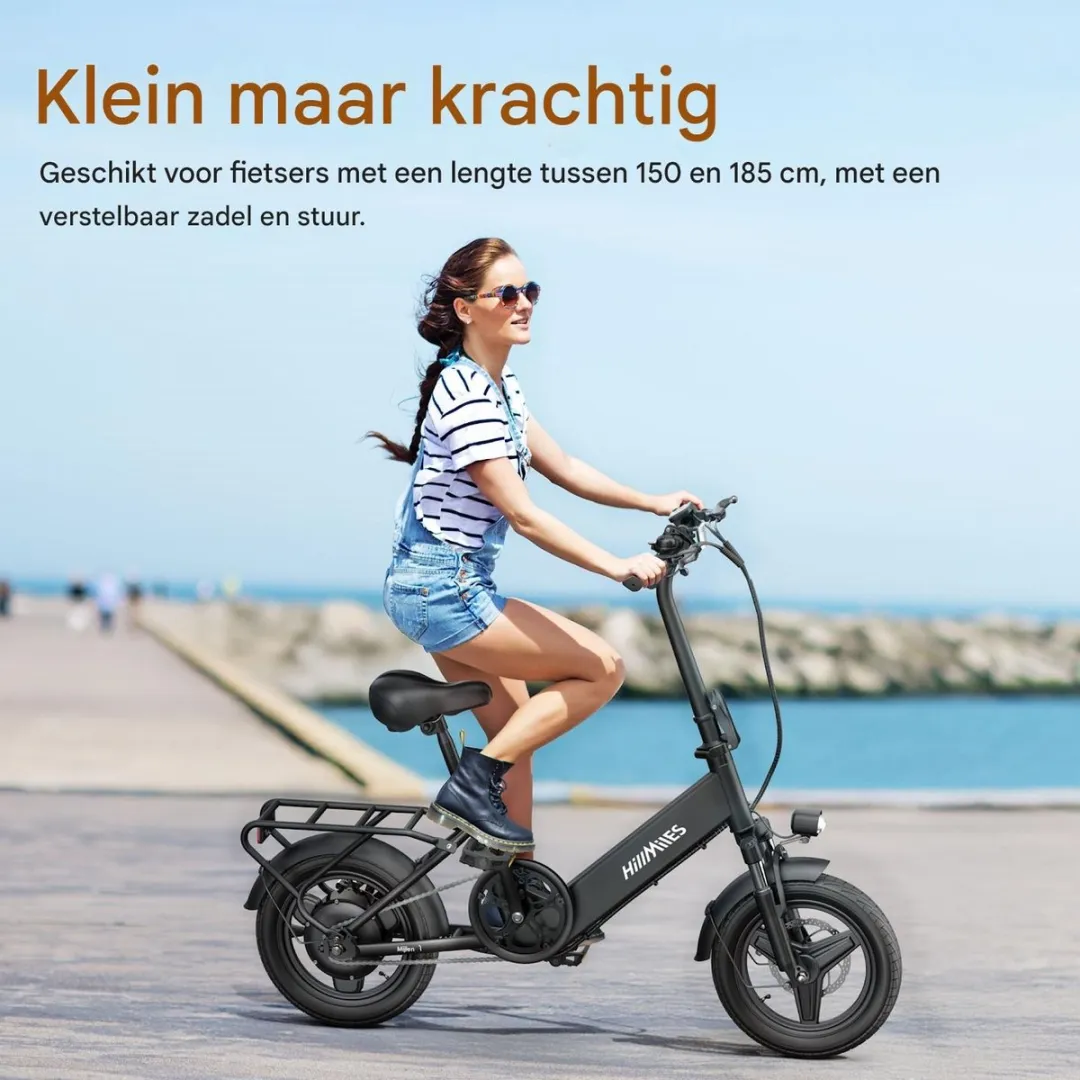 HillMiles Mile1 E-bike 250W 36V/10.4Ah - 60km Actieradius - Zwart - afbeelding 6 van 6