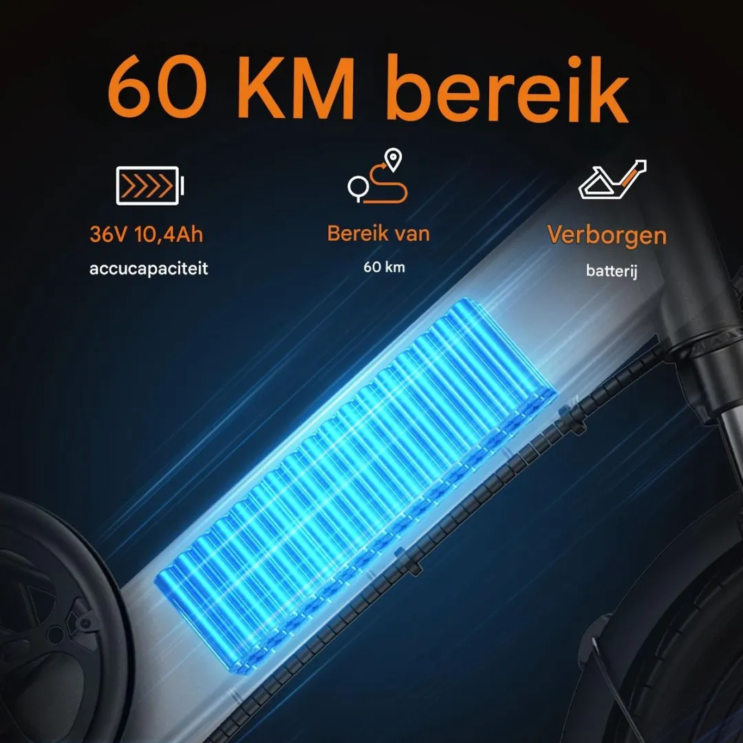 HillMiles Mile1 E-bike 250W 36V/10.4Ah - 60km Actieradius - Zwart
