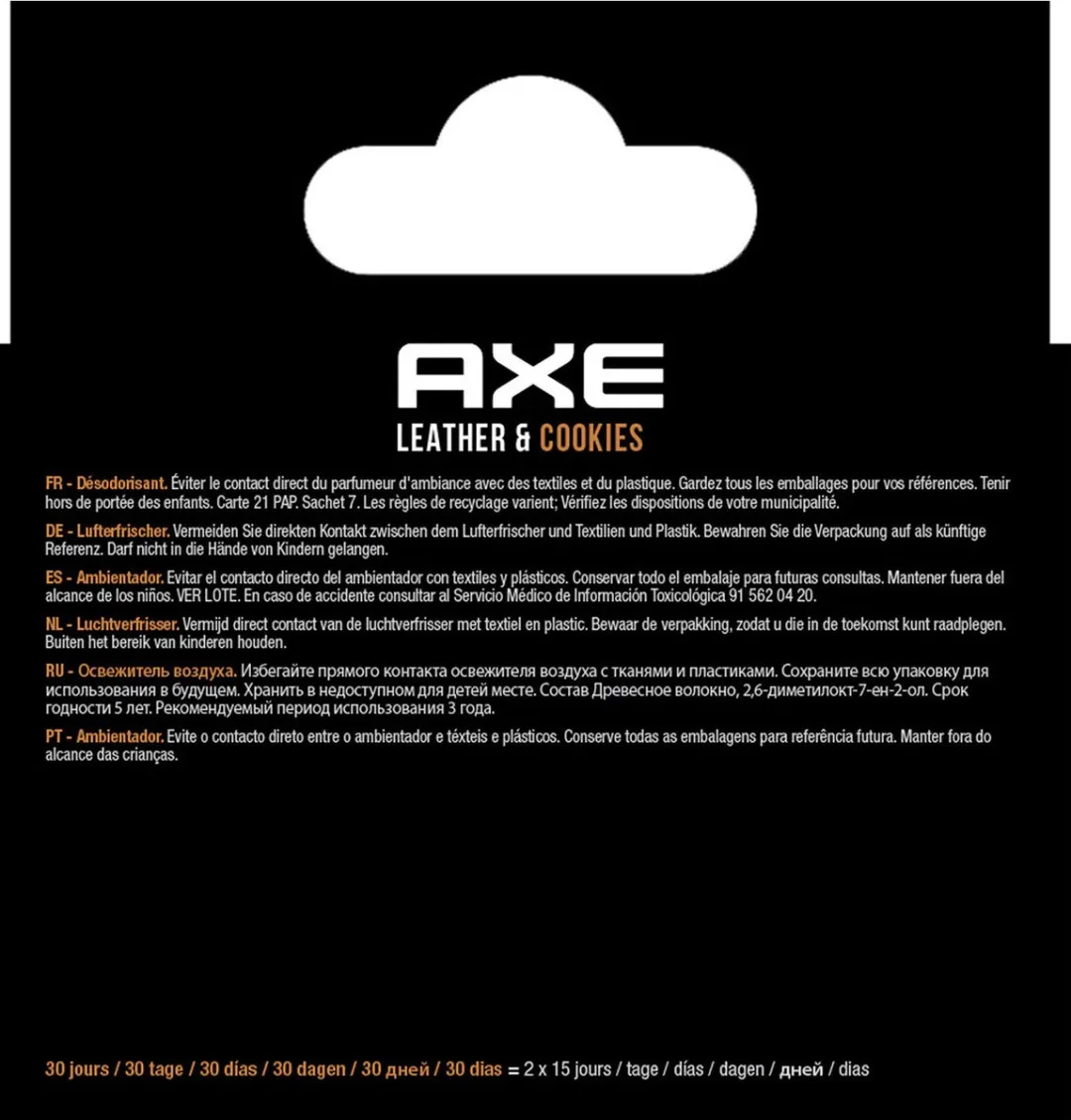 Axe Navulling Luchtverfrisser Leather & Cookies 8ml - 2 Stuks