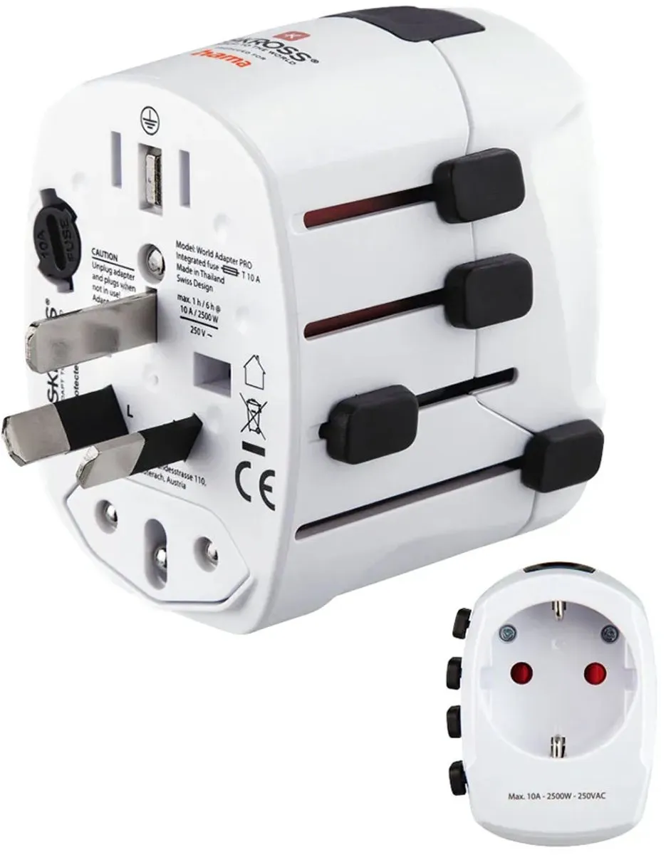 Hama World Travel Pro 3-polig Adapter 223471 - Wit - afbeelding 6 van 6
