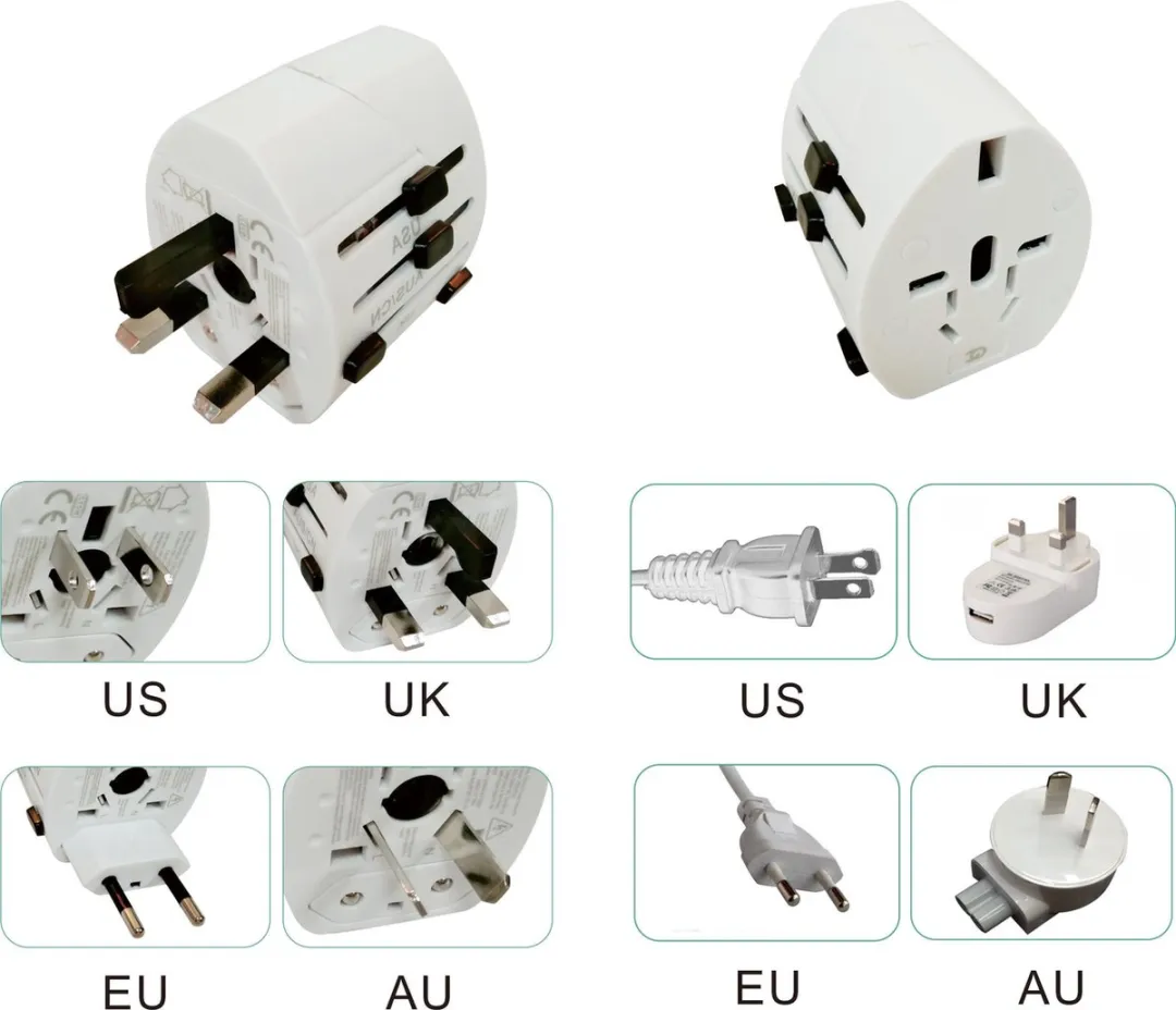 FlinQ Wereldreisstekker Universeel - 2x USB - EU/UK/US/AUS/AFR - afbeelding 6 van 6