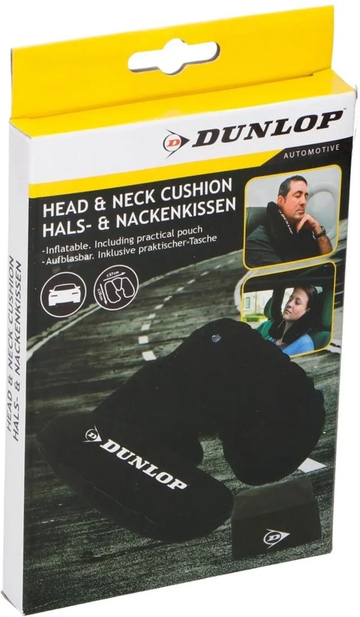 Dunlop Opblaasbaar Hoofd- en Nekkussen - Zwart