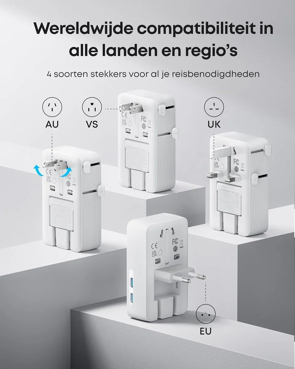 Anker Nano A9215 Reisadapter 5-Poorts - Zilver