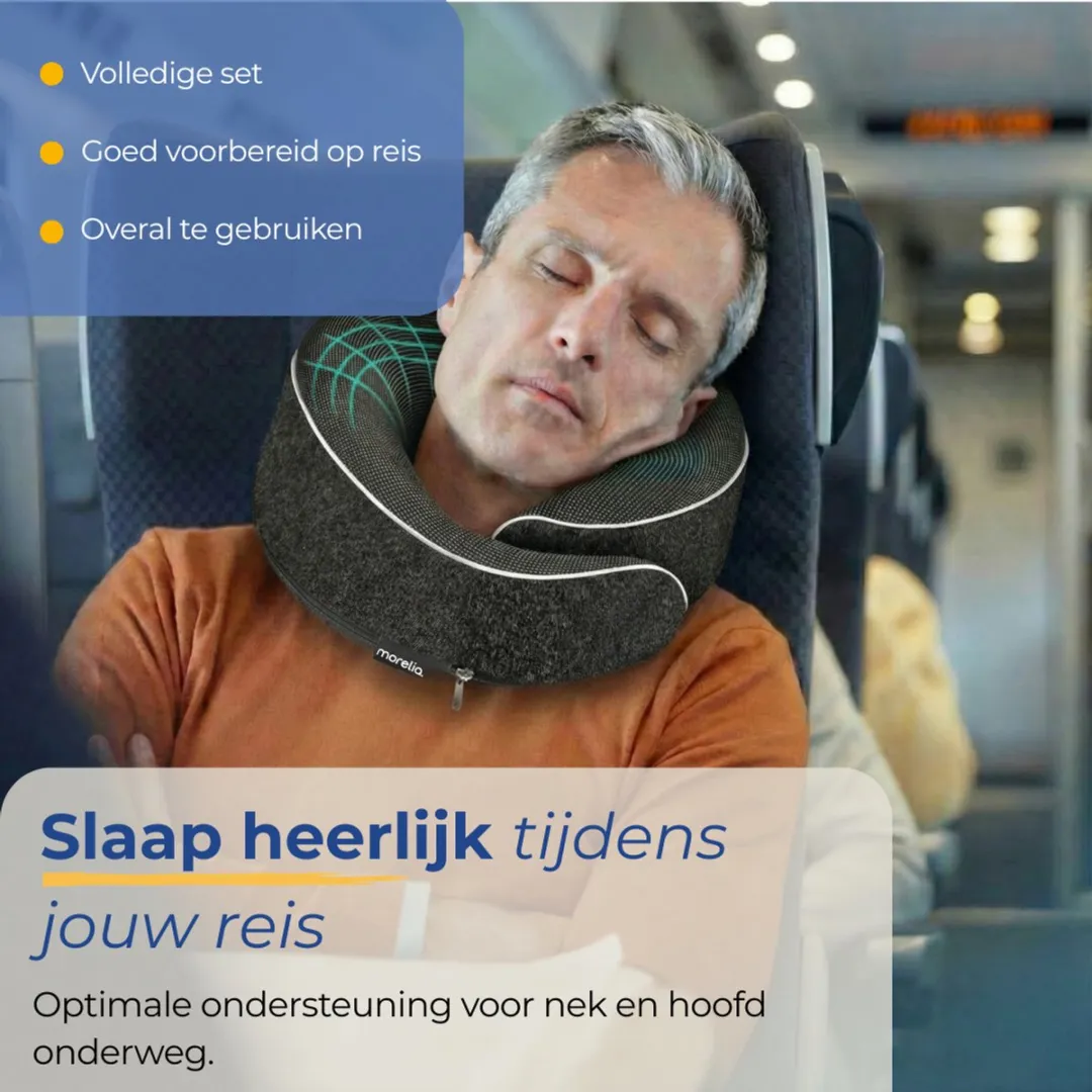 Morelia Volledige Set Nekkussen Donker Grijs - Traagschuim - afbeelding 6 van 6