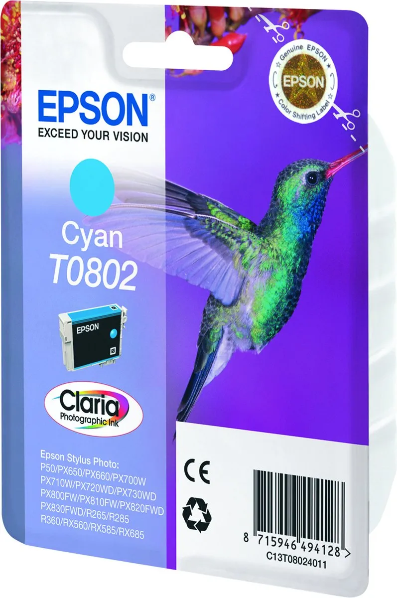 Epson T0802 Cyaan Inktcartridge
