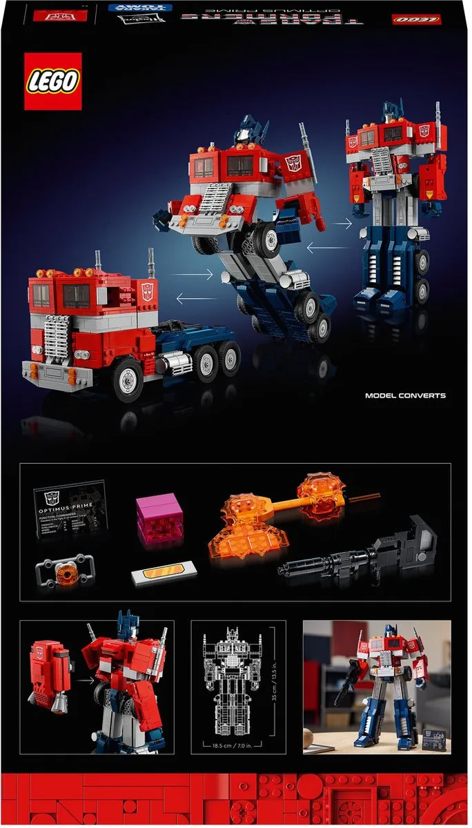 LEGO Icons Optimus Prime 10302 Modelbouwset - 1508 Stukken - Rood
