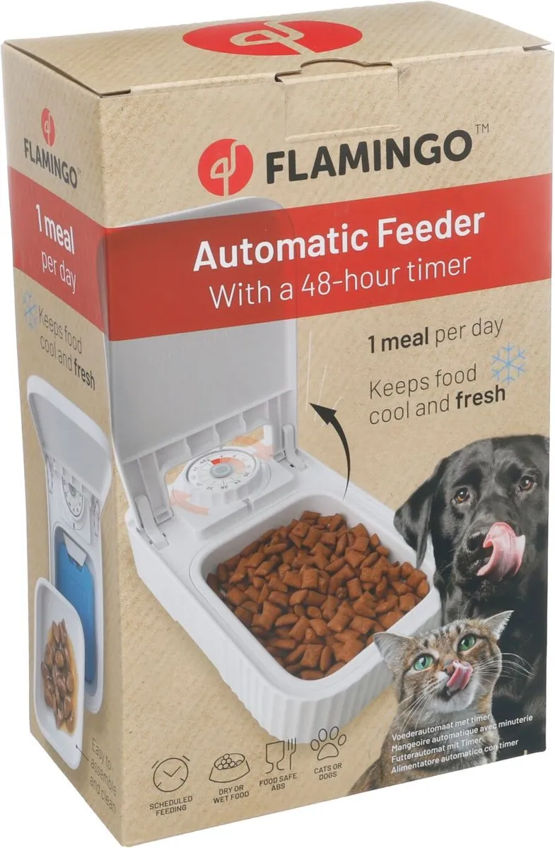 Flamingo Voederautomaat met Timer Dozer - Wit