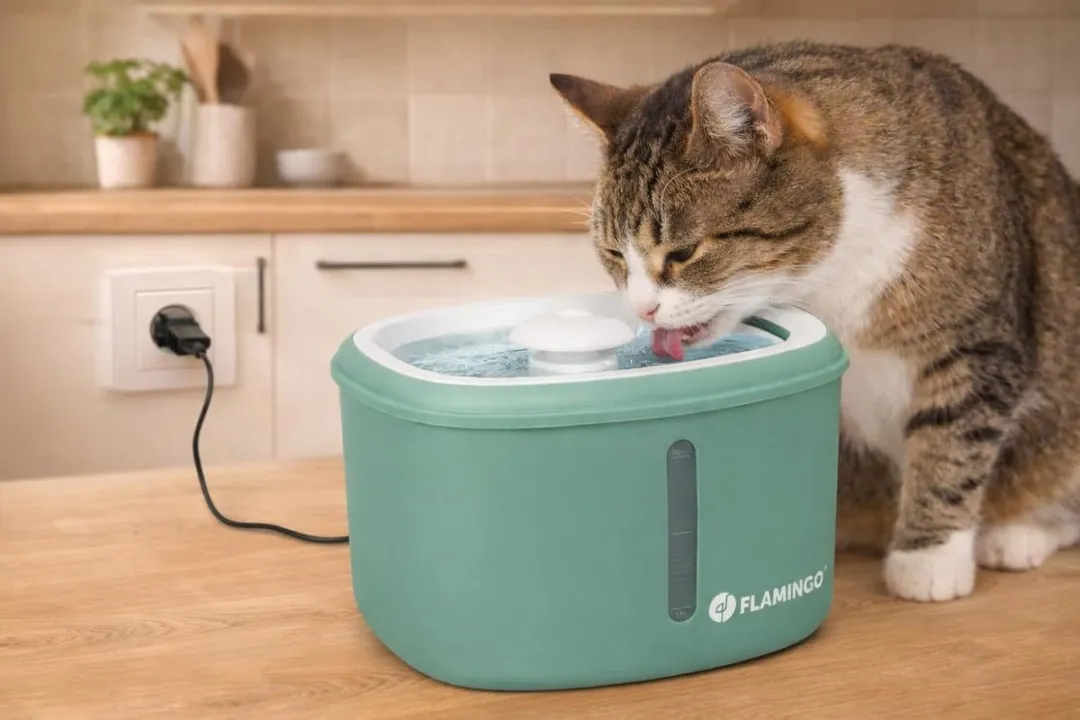 Flamingo Finto Drinkfontein Huisdieren 2,5L - Groen - afbeelding 6 van 6